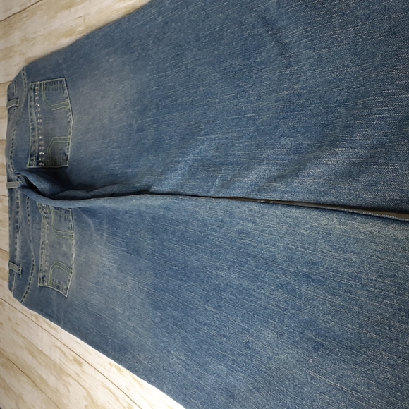 Urban Groove Rhinestones Straight Leg Light Wash Blue Jeans Size SA Waist 28 - Picture 10 of 16